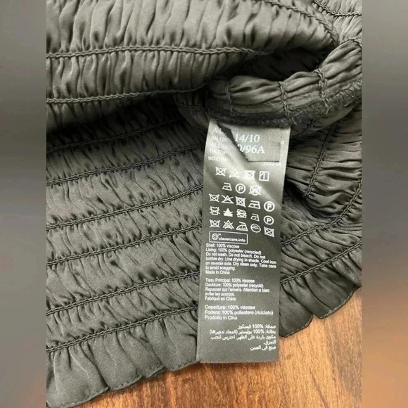 All Saints Sz 10 Tia Top Shirt Black Textured Lightweight Puff Sleeve Boho Chic - Picture 6 of 11